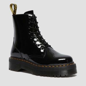 Dr. Martens UNISEX JADON BOOT PATENT LEATHER PLATFORMS BLACK